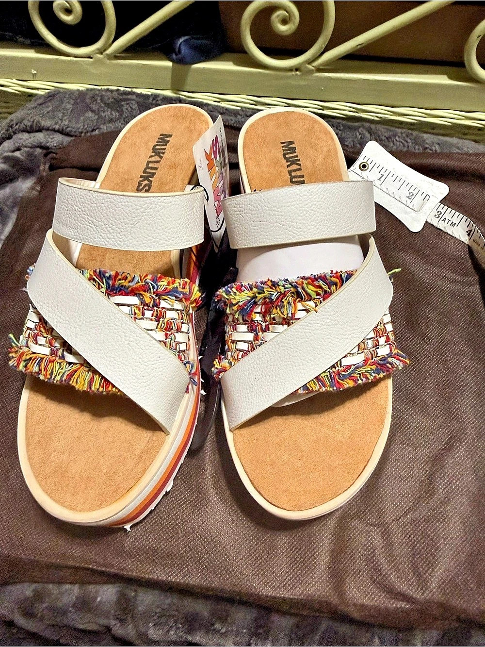 MUK LUKS Multicolor Platform Sandals NWT